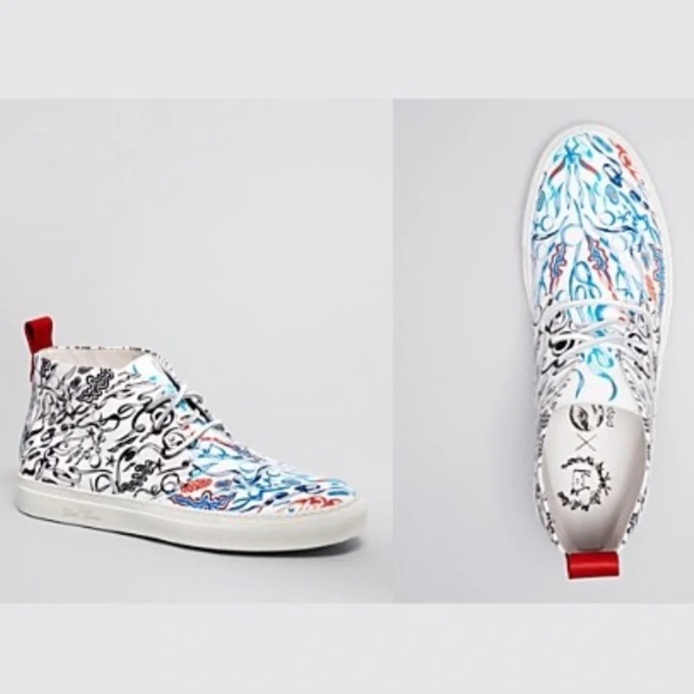 RARE Del Toro x Pepsi Live For Now Blue & Red Printed Leather Chukkas Size 11